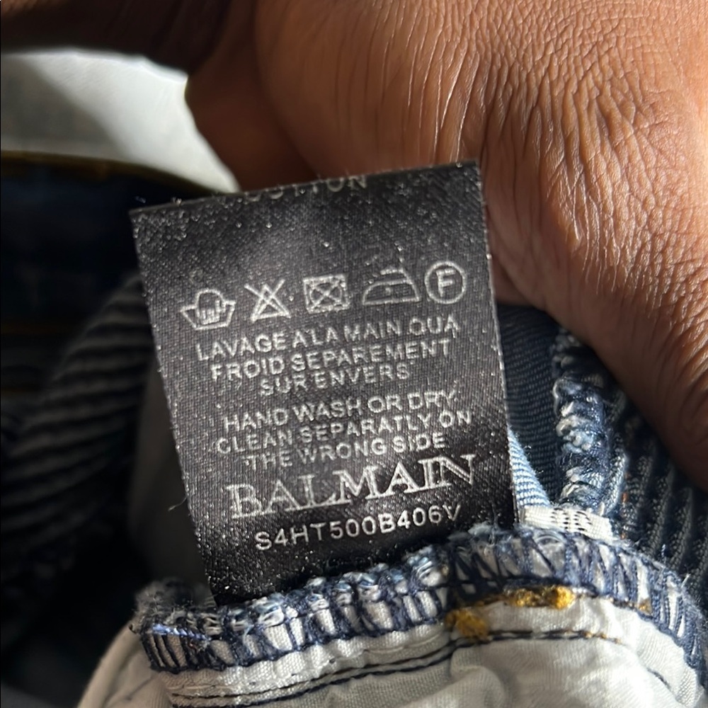Balmain Paris Blue Slim Fit Biker Jeans (36-34) - Picture 14 of 15